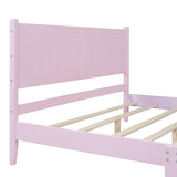 Queen Size Wood Platform Bed Frame, Retro Style Bed with Rectangular Headboard,No Need Box Spring,Pink - V.I.P Digital Presence