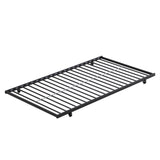 Twin bunk bed frame with trailer, metal bunk bed with sturdy guardrail and side ladder, can be divided into two beds, black - V.I.P Digital Presence