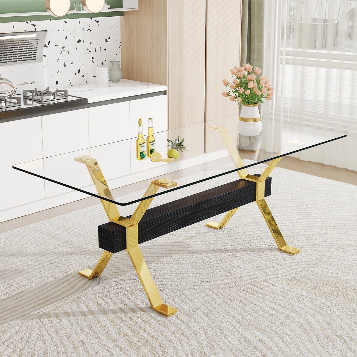 Dining table Modern tempered glass dining table Large modern office desk - V.I.P Digital Presence