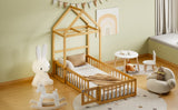 Wooden Twin Size Children's Bed with Detachable Headboard and Integrated Clothes Drying Rack, Natural - V.I.P Digital Presence