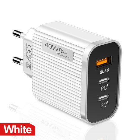 Striped USB+2PD Type-C Mobile Phone Charger Multi Port Travel Charging Head - V.I.P Digital Presence