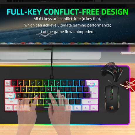 Mini 61 Key RGB Keyboard and Mouse Set Type-C Keyline Separate Connection Gaming Keyboard and Mouse - V.I.P Digital Presence