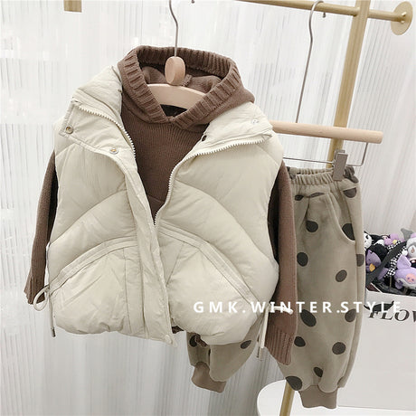 Children's standing collar cotton jacket vest winter loose vest for boys and girls camisole medium and small children's sweater - V.I.P Digital Presence