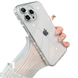 Sparkling pink border phone case transparent and suitable for Apple 14proMax creative mirror 13 glass protective case - V.I.P Digital Presence