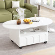 ON-TRANS flexible cream style coffee table with 2 brake wheels, drawers, large storage space, white, 39.37 '' x 23.6 '' - V.I.P Digital Presence