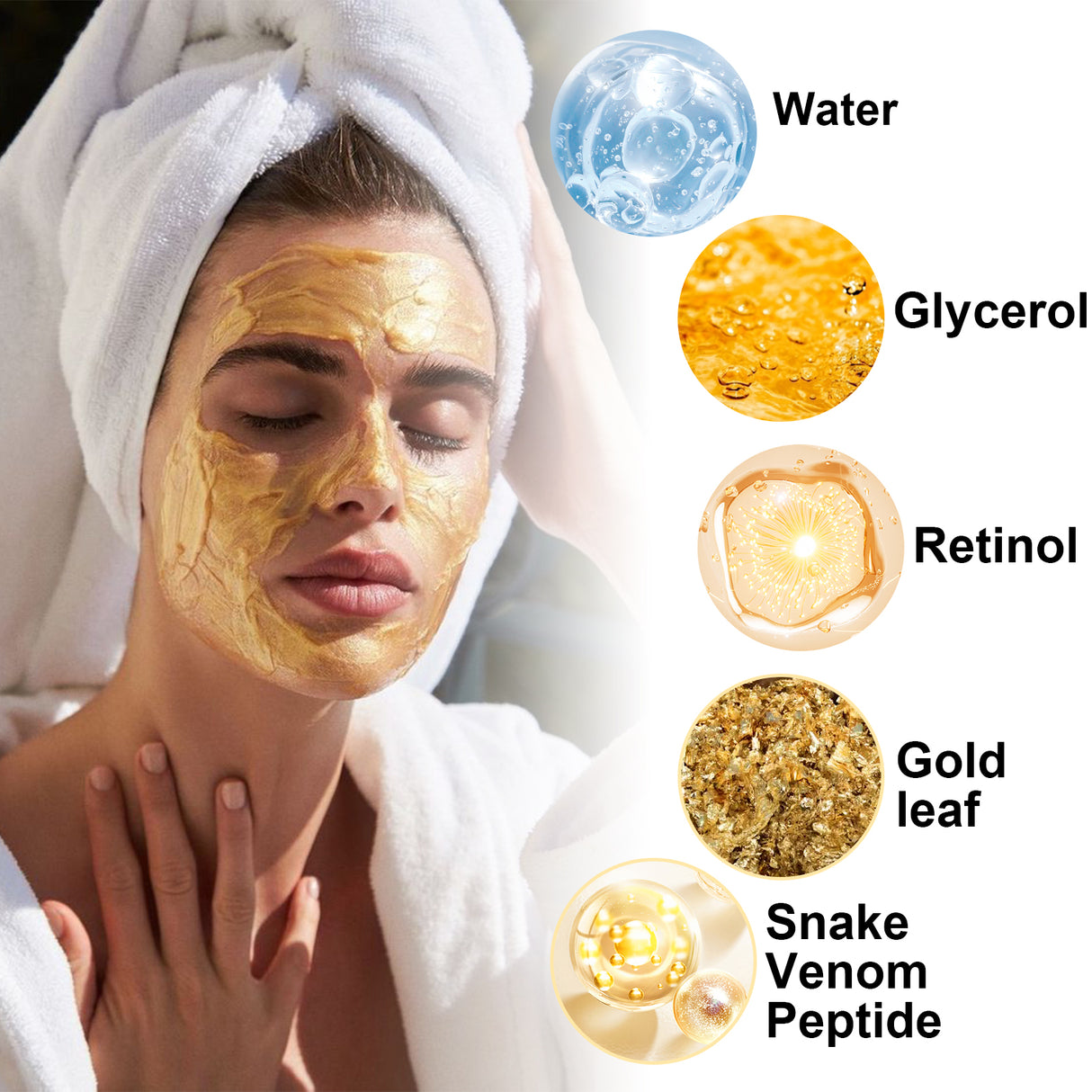 Retinol Snake Venom Gold Mask, Clear Skin, Tighten Pores, Brightening, Rejuvenating And Hydrating Mask - V.I.P Digital Presence