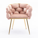 Luxury modern simple leisure velvet single sofa chair bedroom stool manicure table back chair pink set of 2 - V.I.P Digital Presence