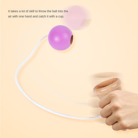 Hand eye coordination traditional toy wooden skill cup sensory integration training throwing and catching ball - V.I.P Digital Presence
