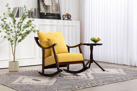 woven fabric Mid Century Modern Accent Chairs Comfy Upholstered Glider Arm Chair with Solid Wood for Living Room Bedroom Balcony - V.I.P Digital Presence