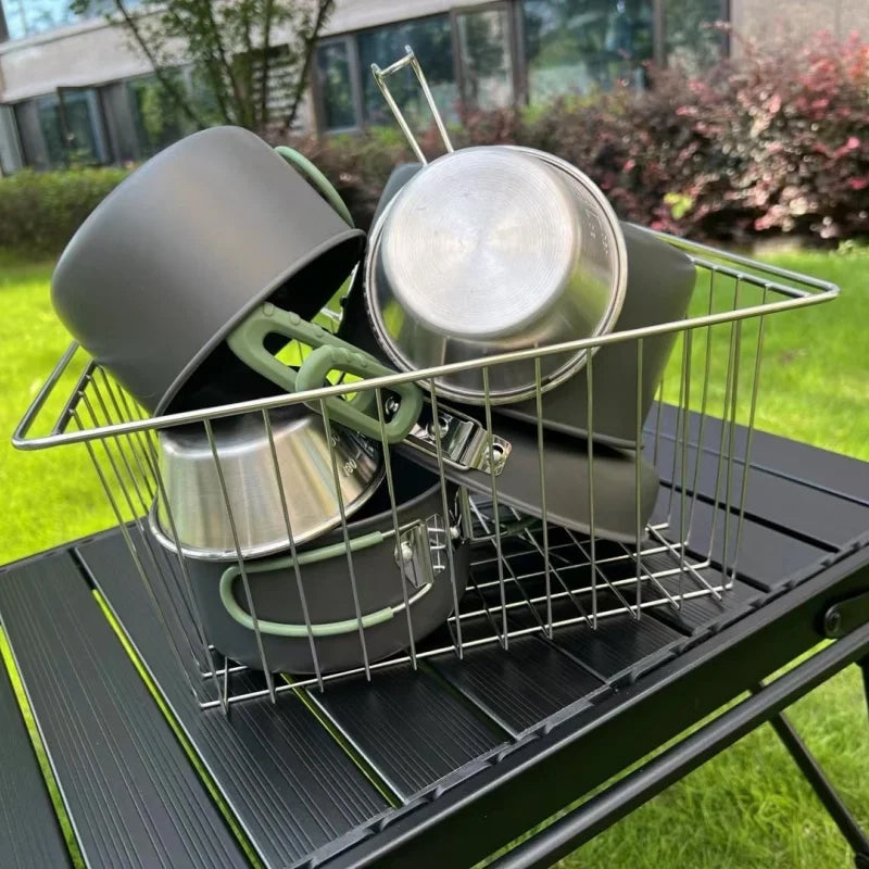IGT Stainless Steel Folding Basket: Drain & Wash, Ideal Camping Table Accessory. - V.I.P Digital Presence