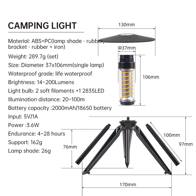 Outdoor Camping Light Portable Night Light Portable Flashlight Tripod Stand Lighting Lighthouse Marquee Tent Atmosphere Light - V.I.P Digital Presence