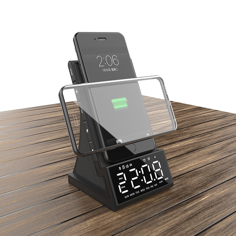 Three in one wireless charger Bluetooth speaker wireless charging alarm clock phone holder - V.I.P Digital Presence