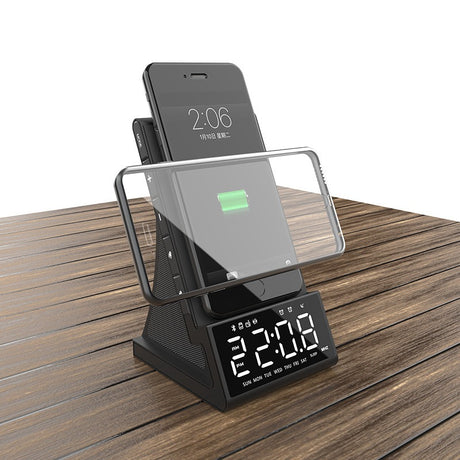 Three in one wireless charger Bluetooth speaker wireless charging alarm clock phone holder - V.I.P Digital Presence