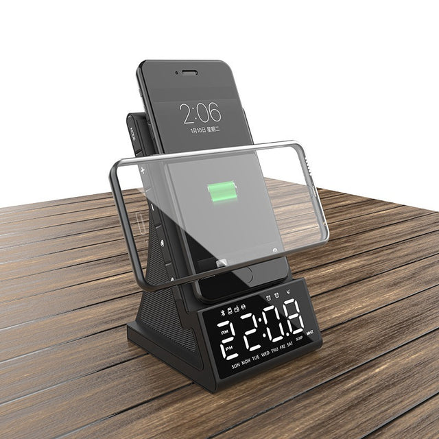 Three in one wireless charger Bluetooth speaker wireless charging alarm clock phone holder - V.I.P Digital Presence