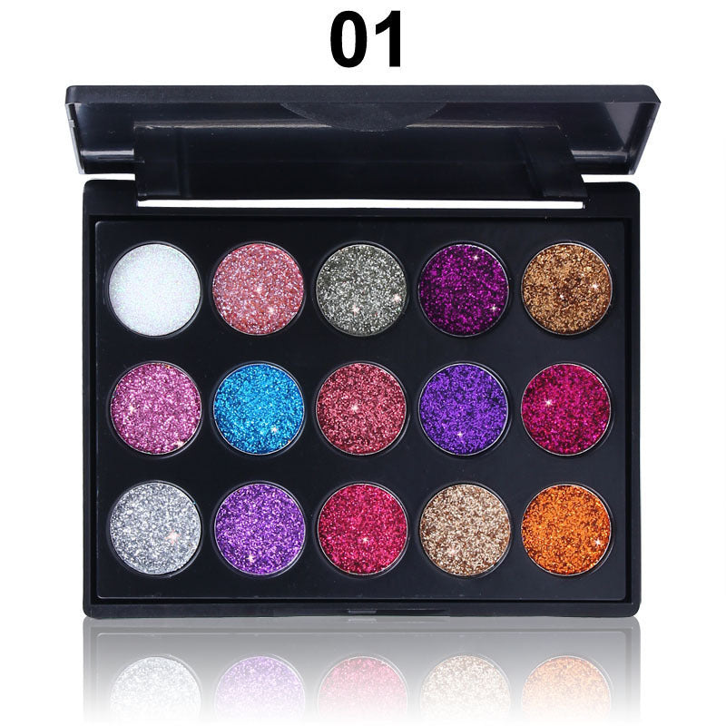15 Colors Diamond Sequin Eyeshadow Palette Shiny Glitter Powder Highlighter Eyeshadow - V.I.P Digital Presence