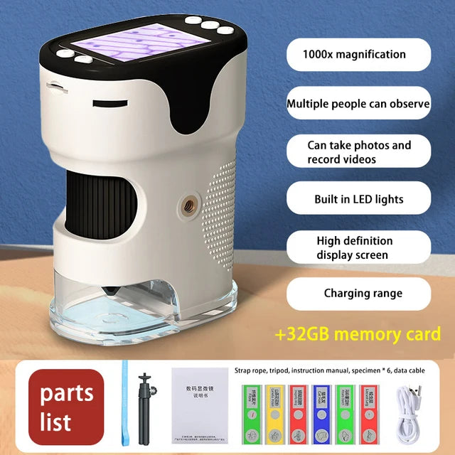 Pocket Microscope Display Montessori Handheld LED Light Biology Magnification Outdoor Students Teaching Gifts Children Stem Toys - V.I.P Digital Presence
