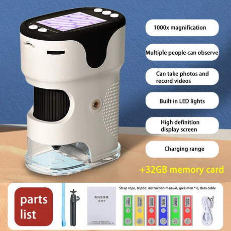Pocket Microscope Display Montessori Handheld LED Light Biology Magnification Outdoor Students Teaching Gifts Children Stem Toys - V.I.P Digital Presence