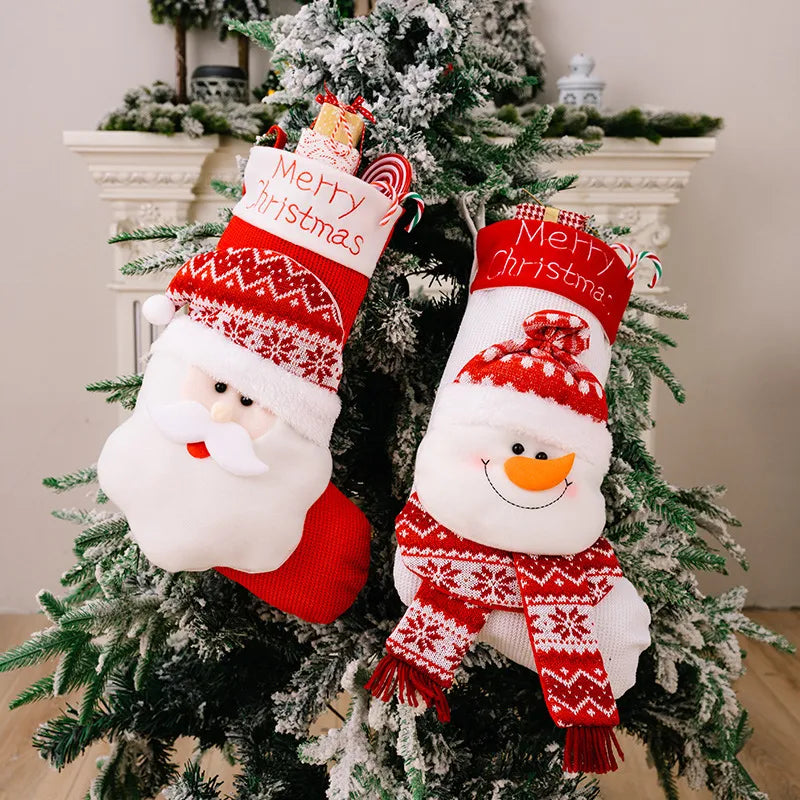 Christmas Decorative Socks 3D Elderly Elk Knitted Socks Children's Gift Bag Red Christmas Socks - V.I.P Digital Presence