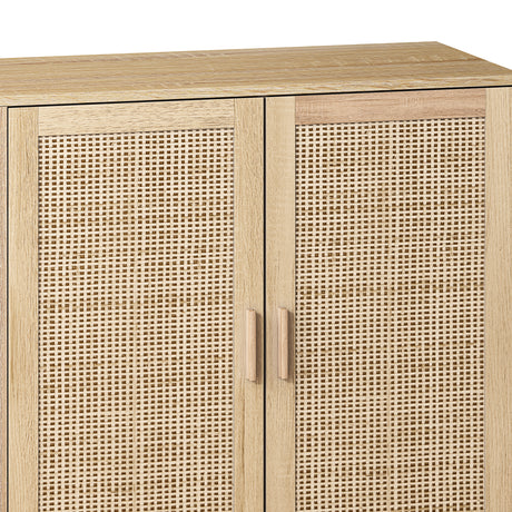 62.20"Elegant and Functional 4-Door Rattan Decorative Storage Cabinet,for Bedroom,Living Room,Office,Easy Assembl - V.I.P Digital Presence