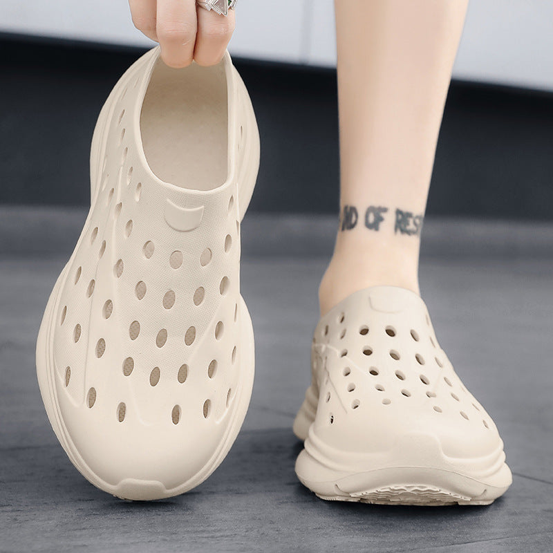 Hollow hole shoes for men one foot sandals fashionable and casual soft soled toe wrapped beach shoes - V.I.P Digital Presence