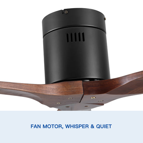 52" YUHAO Farmhouse Rustic Ceiling Fan without Light - Matte Black with Solid Wood Blade - V.I.P Digital Presence