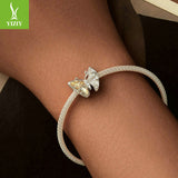 Yinziyun Original Ginkgo Butterfly DIY Bracelet Beads Forest Romantic Golden Butterfly s925 Pure Silver Beads - V.I.P Digital Presence