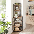 6-story corner open bookshelf modern bookshelf wooden frame independent bookshelf unit, country brown - V.I.P Digital Presence