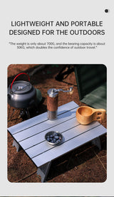 Mesa de picnic plegable, ligera, portátil y ultraligera, de aluminio, para acampar y hacer senderismo al aire libre.