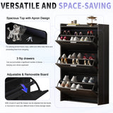 U-Can Shoe Storage Cabinet for Entryway with 3 Flip Drawers, Modern Shoe Organizer Cabinet, Free Standing Shoe Rack Black - V.I.P Digital Presence