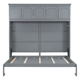 Full Size Murphy Bed Wall Bed with Top Cabinets,Gray - V.I.P Digital Presence