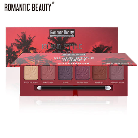 Romantic Beauty 6 Color Pearlescent Matte Eye Shadow Plate Sunset Pattern Eye Shadow With Brush Head - V.I.P Digital Presence