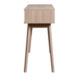 Kitchen Mid-Century Table Writing Desk with 2 Push-pull White Panel Drawers and Wood Legs, Natural Color - V.I.P Digital Presence