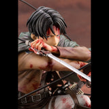 Figura de ataque al comandante del ejército gigante Liweier, postura de rodillas con daño de batalla, figura de batalla de sangre, modelo de anime