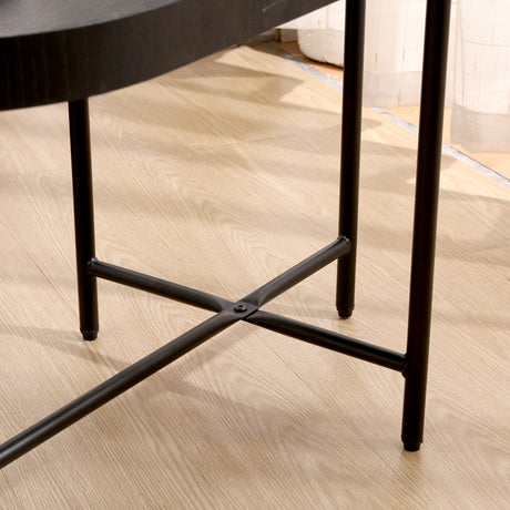 2-Tier Black Side Table with Storage Sofa Table for Living Room Metal Frame & Wooden Desk End Table - V.I.P Digital Presence