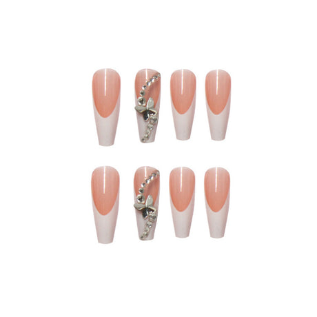 Long Wearing Nails 24 Pieces Of Finished Fake Nails Press On Nails French Ballet Manicure - V.I.P Digital Presence