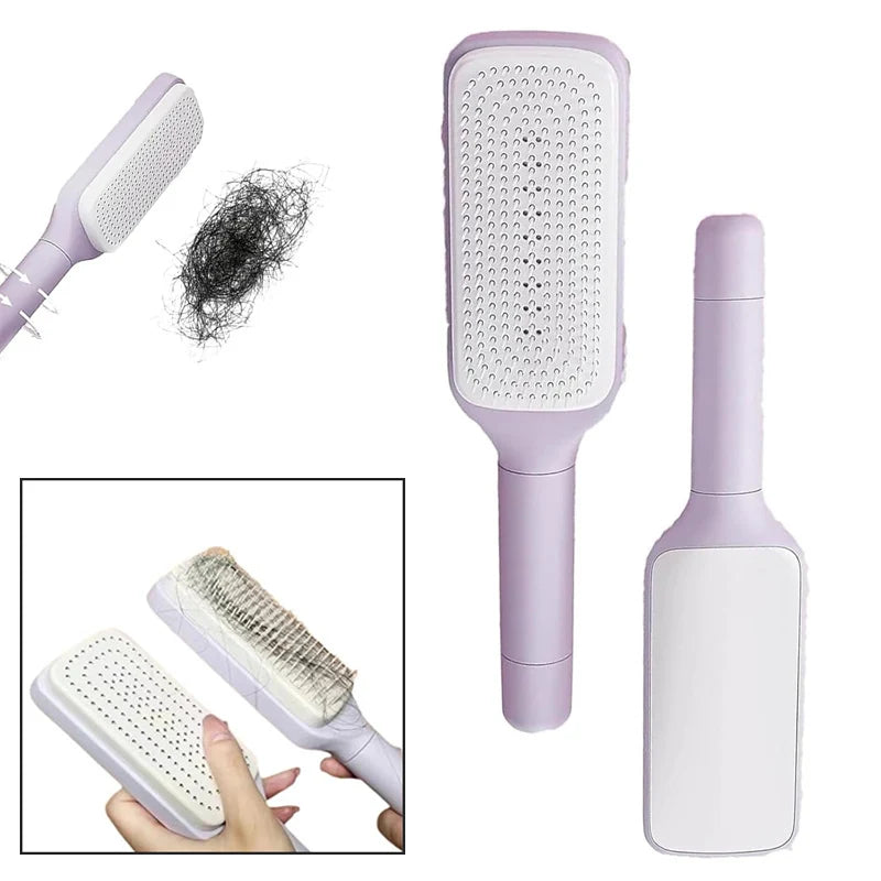 Automatic Cleaning Rotating Lifting Comb Self Cleaning Hairbrush Rotating Retractable Anti Static Massage Comb Scalp Hair Comb - V.I.P Digital Presence