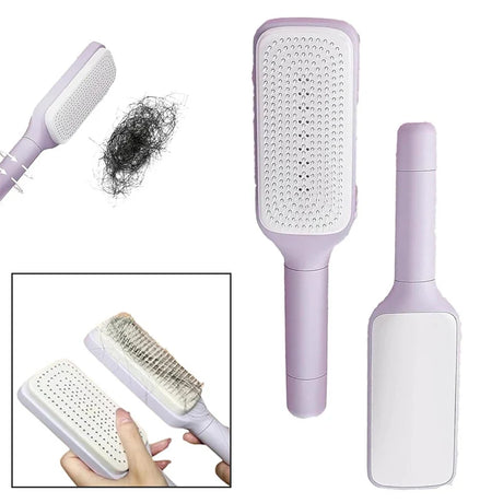 Automatic Cleaning Rotating Lifting Comb Self Cleaning Hairbrush Rotating Retractable Anti Static Massage Comb Scalp Hair Comb - V.I.P Digital Presence