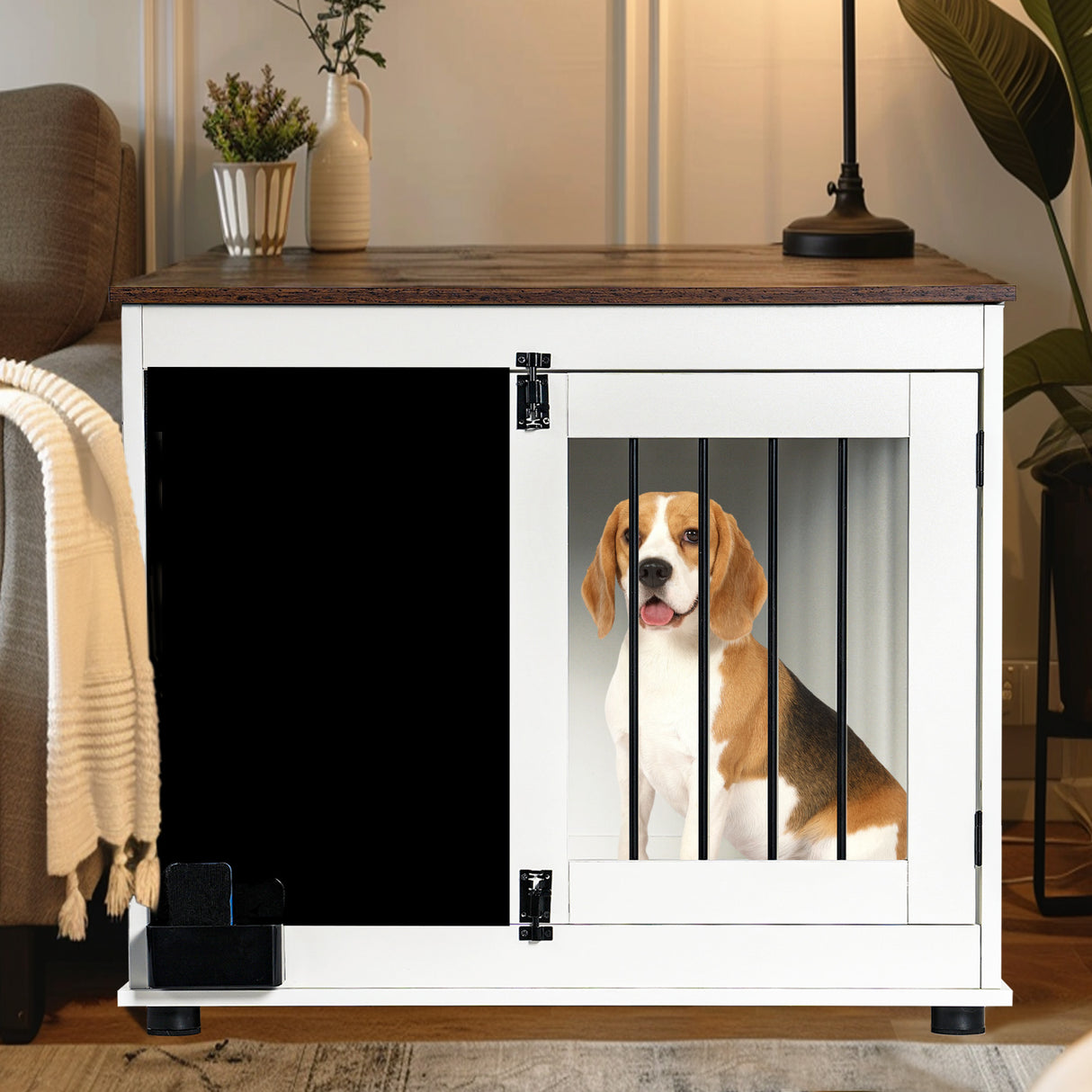 Doodle dog cage,kennel with 2 doors, dog crate interior furniture, heavy duty wooden dog cage for medium and small dogs, white - V.I.P Digital Presence