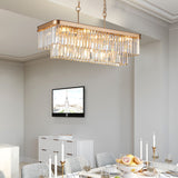 Chandeliers,Rectangular Crystal Chandelier Adjustable,E12 Modern Industrial Crystal Lights (Bulb Not Included) - V.I.P Digital Presence