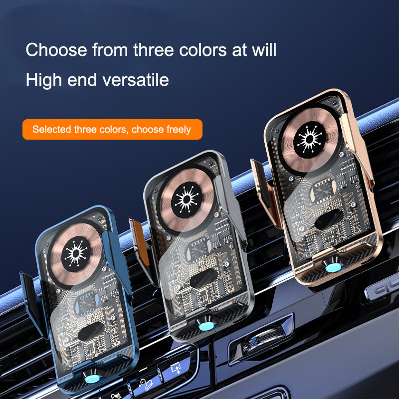 C11 car holder wireless phone charger infrared induction opening and closing navigation punk style transparent phone holder - V.I.P Digital Presence
