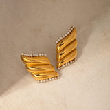 Inlaid Zircon Stainless Steel Geometric Stud Earrings - V.I.P Digital Presence