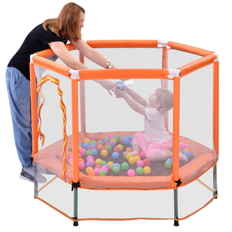 55'' Toddlers Trampoline with Safety Enclosure Net and Balls, Indoor Outdoor Mini Trampoline for Kids - V.I.P Digital Presence