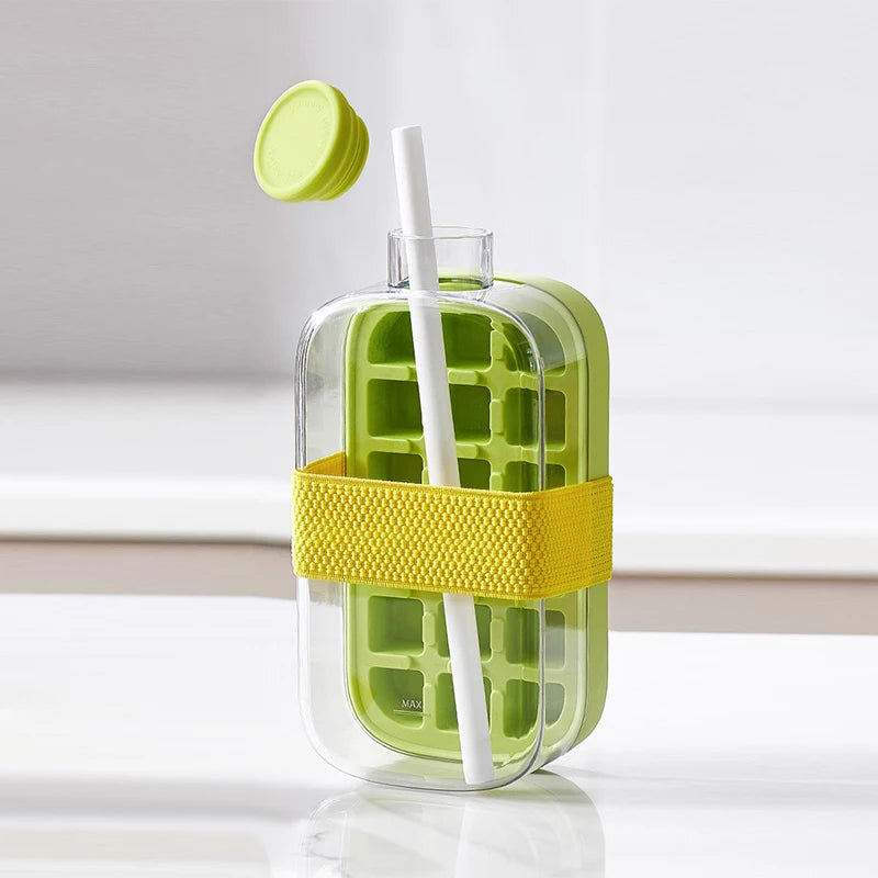 Ice Tray Ice Cube Mold Press Ice Maker With Lid 2-in-1 Ice Cube Bottle Food Grade Ice Making Straw Dual-use Ice Kettle - V.I.P Digital Presence