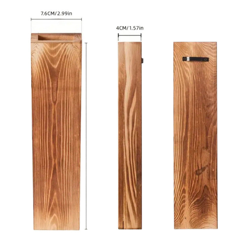 Wooden wall vase dried flower decoration green plant container pine wood wall hanging vase - V.I.P Digital Presence