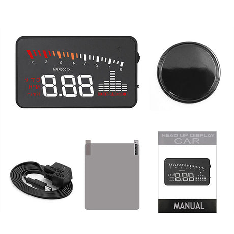 X5 Car HUD Head Up Display OBD II EOBD Automatic Matching Overspeed Warning System Projector Windshield Car Voltage Speed Alarm - V.I.P Digital Presence
