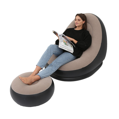 Inflatable Air Mattress Lazy Sofa Deck Chair Comfortable Leg Stool Rest Single Beanbag for home and Outdoor Use - V.I.P Digital Presence