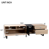 Modern TV Stand for 80'' TV with Double Storage Space Media Console Table Entertainment Center with Drop Down Door