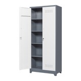 Metal storage cabinets, lockable cleaning tool cabinets, high broom tool organizers, and large storage cabinets in storage store - V.I.P Digital Presence