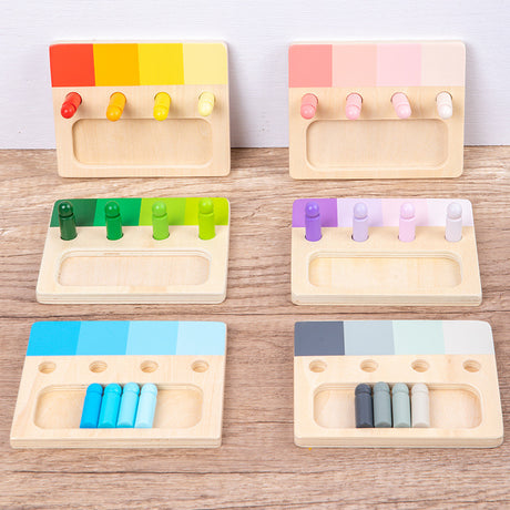 Colorful sensory integration wooden insert board, hands-on and brainpower color discrimination teaching aids, children's wooden toys - V.I.P Digital Presence