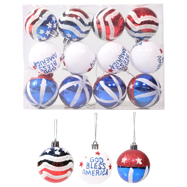 American Independence Day Christmas Plastic Balls Christmas Tree Decoration Hand drawn Ball Set - V.I.P Digital Presence